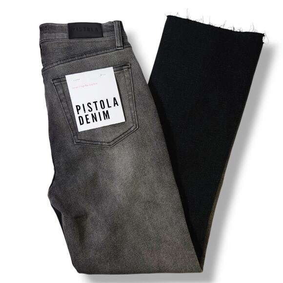 NWT Pistola Lennon Crossover High Rise Crop Boot Jeans Sz. 27x27 Black Gray - Picture 2 of 13